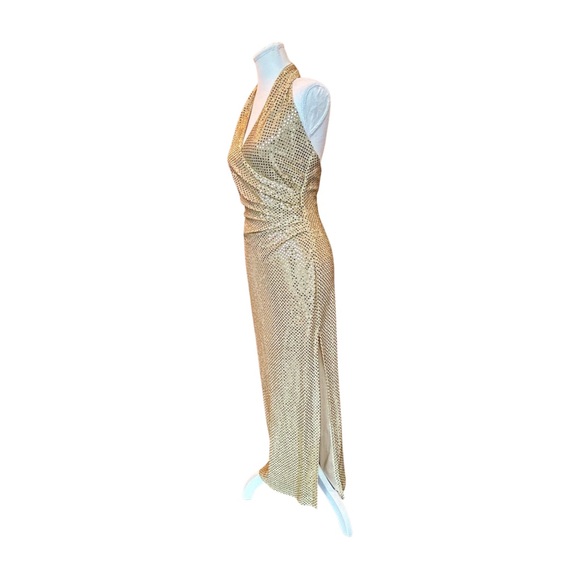 Vintage Gold Sequin Halter Evening Gown – Chica’s California – Size S – Made in - Picture 3 of 6